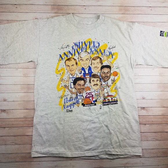 Vintage 1992 Denver Nuggets NBA Salem Silver Anniversary Single Stitch T-Shirt - Picture 1 of 7